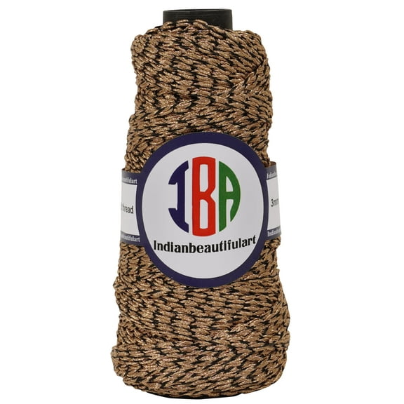 IBA Indianbeautifulart Metallic Golden Jari Twisted Cord 80 Meter Spool Embroidery All Purpose Sewing Thread DIY Arts CraftsBronze|Pack Of 1