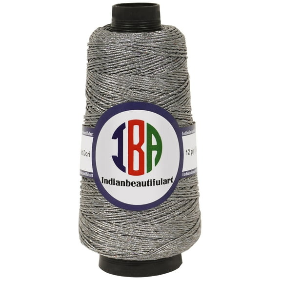 IBA Indianbeautifulart Metallic Thread For CraftsTwistedCordFor MacrameTwistedRope For Handmade Art DIY Projects Wall Art Decorations Pack of 1 |Gray