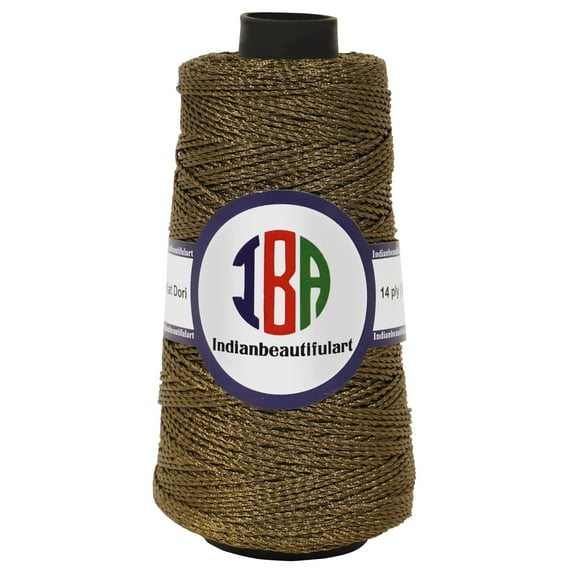 IBA Indianbeautifulart Metallic Thread For CraftsTwistedCordFor MacrameTwistedRope For Handmade Art DIY Projects Wall Art Decorations Pack of 1 |Dark Olive Green