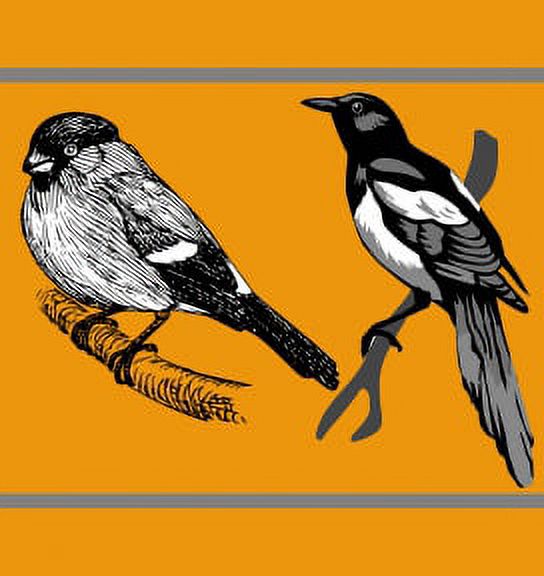 IBA Indianbeautifulart Orange Branch|Cuckoo & Robin Bird Printed Ribbon&nbsp;Trim&nbsp;9 Yards Velvet Fabric Laces For Crafts Sewing Accessories 3 Inches
