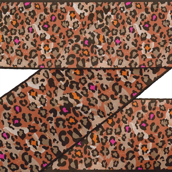 IBA Indianbeautifulart Orange Leopard Animal Skin Dupion Trim Fabric Sewing Fabric Lace Dressmaking Printed Sewing Lace By 9 Yard 2 Inches