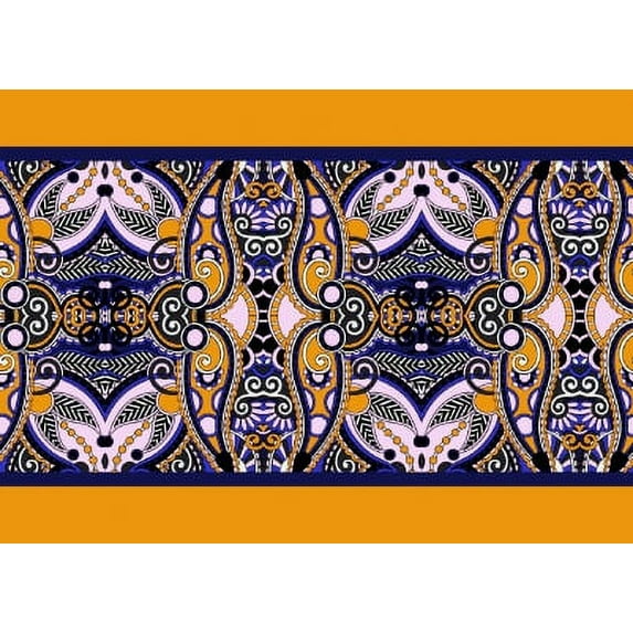 IBA Indianbeautifulart Orange Stripe & Paisley Decorative Printed Ribbon Trim 9 Yards Velvet Fabric Laces For Crafts Sewing Accessories 4 Inches