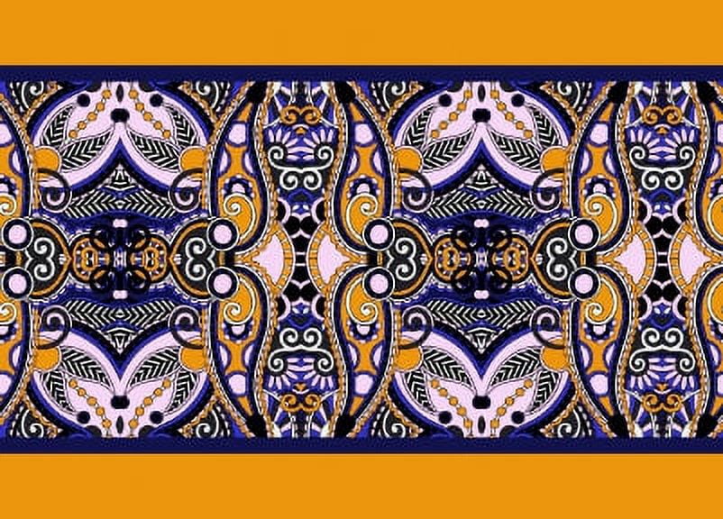 IBA Indianbeautifulart Orange Stripe & Paisley Decorative Velvet&nbsp;Trim&nbsp;Fabric Sewing Fabric Lace Dressmaking Printed Sewing Lace 9 Yards 3 Inches