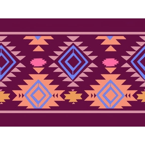 IBA Indianbeautifulart Pink Aztec Geometric Fabric Laces For Crafts Printed Velvet&nbsp;Trim&nbsp;Fabric Sewing Border Ribbon&nbsp;Trims&nbsp;9 Yards 4 Inches