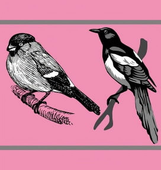 IBA Indianbeautifulart Pink Branch|Cuckoo & Robin Bird Velvet&nbsp;Trim&nbsp;Fabric Sewing Fabric Lace Dressmaking Printed Sewing Lace 9 Yards 3 Inches