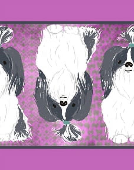IBA Indianbeautifulart Pink Lhasa Apso Dog Fabric Laces For Crafts Printed Velvet&nbsp;Trim&nbsp;Fabric Sewing Border Ribbon&nbsp;Trims&nbsp;9 Yards 4 Inches
