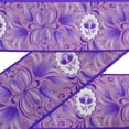 thumbnail image 1 of IBA Indianbeautifulart Purple Dot|Leaves & Floral Artistic Printed Ribbon&nbsp;Trim&nbsp;By 9 Yard Dupion Fabric Laces For Crafts Sewing Accessories 3 Inches, 1 of 1