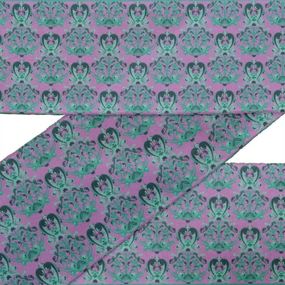 IBA Indianbeautifulart Purple Filigree Damask Fabric Laces For Crafts Printed Dupion Trim Fabric Sewing Border Ribbon Trims By 9 Yard 4 Inches