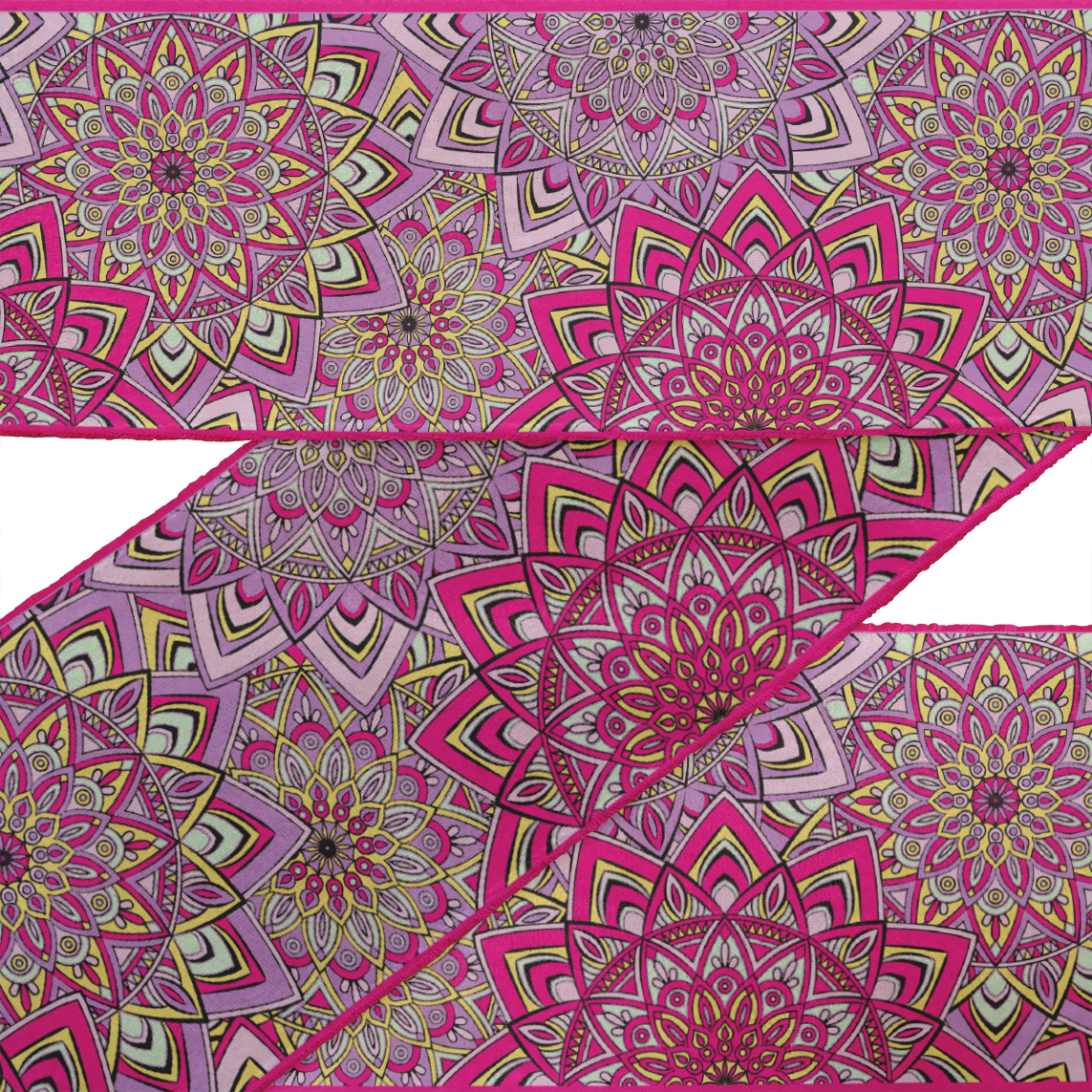 IBA Indianbeautifulart Purple Floral Mandala Fabric Laces For Crafts Printed Velvet&nbsp;Trim&nbsp;Fabric Sewing Border Ribbon&nbsp;Trims&nbsp;9 Yard 4 Inches