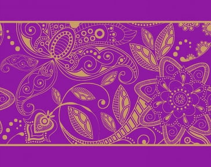 IBA Indianbeautifulart Purple Leaves & Floral Artistic Fabric Lace Dressmaking Velvet&nbsp;Trim&nbsp;Tape Printed Sewing Lace 9 Yards 4 Inches
