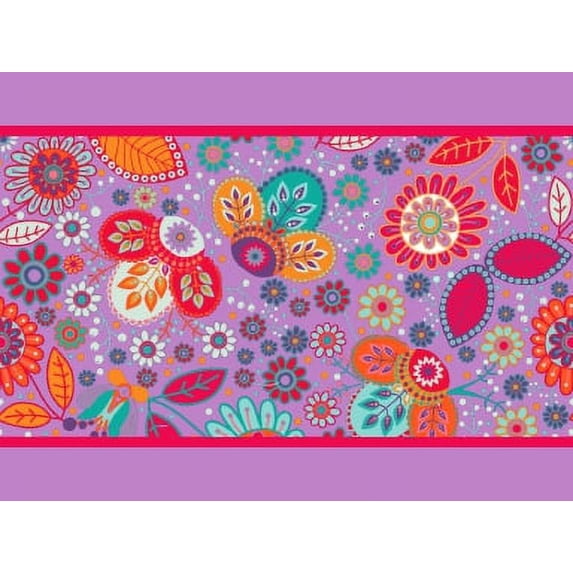 IBA Indianbeautifulart Purple Leaves & Floral Clip Art Velvet Trim Fabric Sewing Fabric Lace Dressmaking Printed Sewing Lace 9 Yards 3 Inches