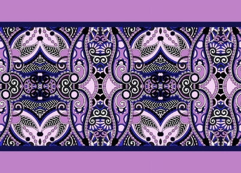 IBA Indianbeautifulart Purple Stripe & Paisley Decorative Velvet&nbsp;Trim&nbsp;Fabric Sewing Fabric Lace Dressmaking Printed Sewing Lace 9 Yards 3 Inches
