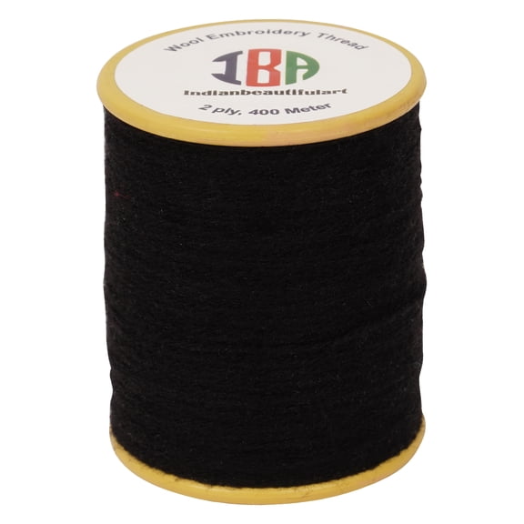IBA Indianbeautifulart All Purpose Woolen ThreadBlackColor Friendship Bracelets Floss Embroidery Sewing Thread Lightweight Weaving Crochet Thread Pack Of1