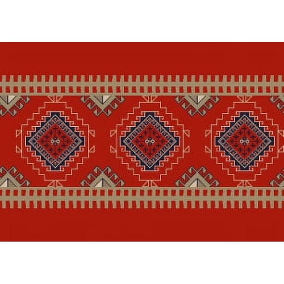 IBA Indianbeautifulart Red Aztec Geometric Fabric Laces For Crafts Printed Velvet&nbsp;Trim&nbsp;Fabric Sewing Border Ribbon&nbsp;Trims&nbsp;9 Yards 3 Inches