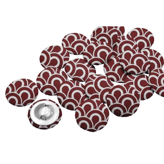 IBA Indianbeautifulart Red Decorative Buttons For Sewing Crafting Scales Geometric Printed Canvas Fabric 1 Inch Buttons For Sewing Pack Of 50