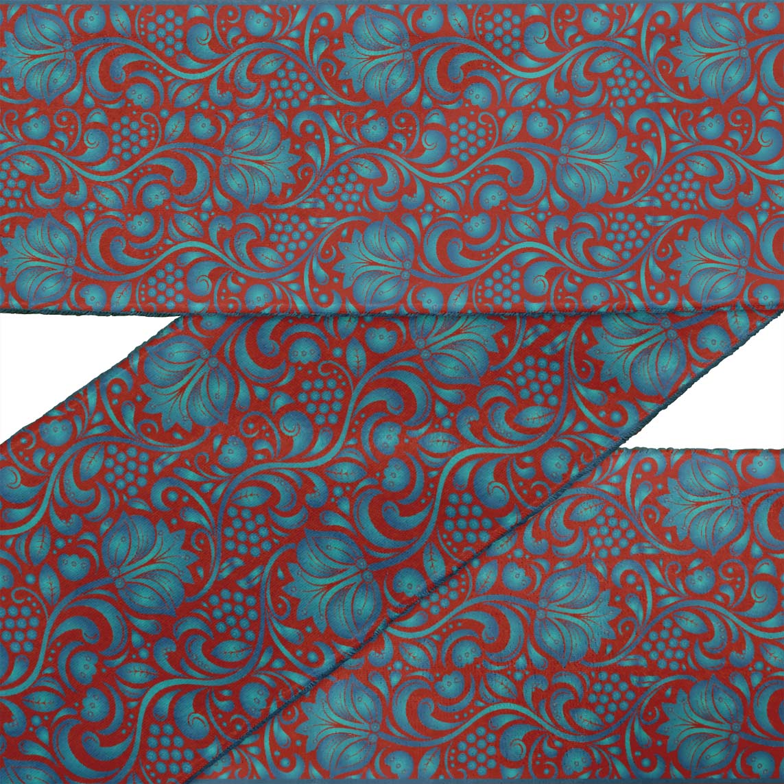 IBA Indianbeautifulart Red Dot|Leaves & Floral Artistic Ribbon&nbsp;Trim&nbsp;Tape Fabric Laces For Crafts Printed Dupion&nbsp;Trim&nbsp;By 9 Yard Sewing Accessories 4 Inches