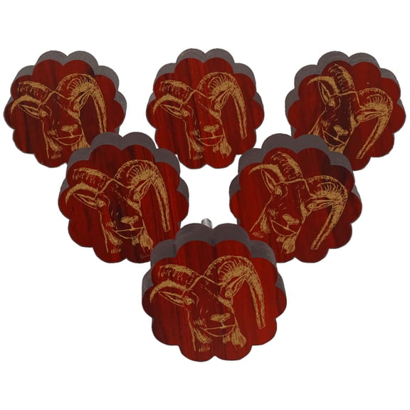 IBA Indianbeautifulart Red Engraved Knobs Wooden Cupboard Door Knobs Pull Handle Pack of 10