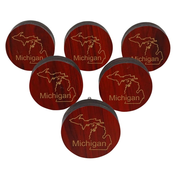 IBA Indianbeautifulart Red Engraved Knobs Wooden Cupboard Door Knobs Pull Handle Pack of 10