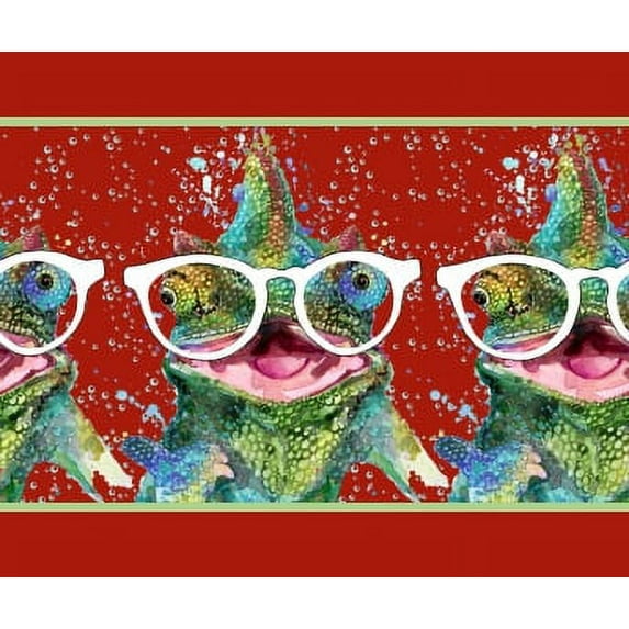 IBA Indianbeautifulart Red Goggles & Frog Animal Ribbon Trim Tape Fabric Laces For Crafts Printed Velvet Trim 9 Yards Sewing Accessories 4 Inches