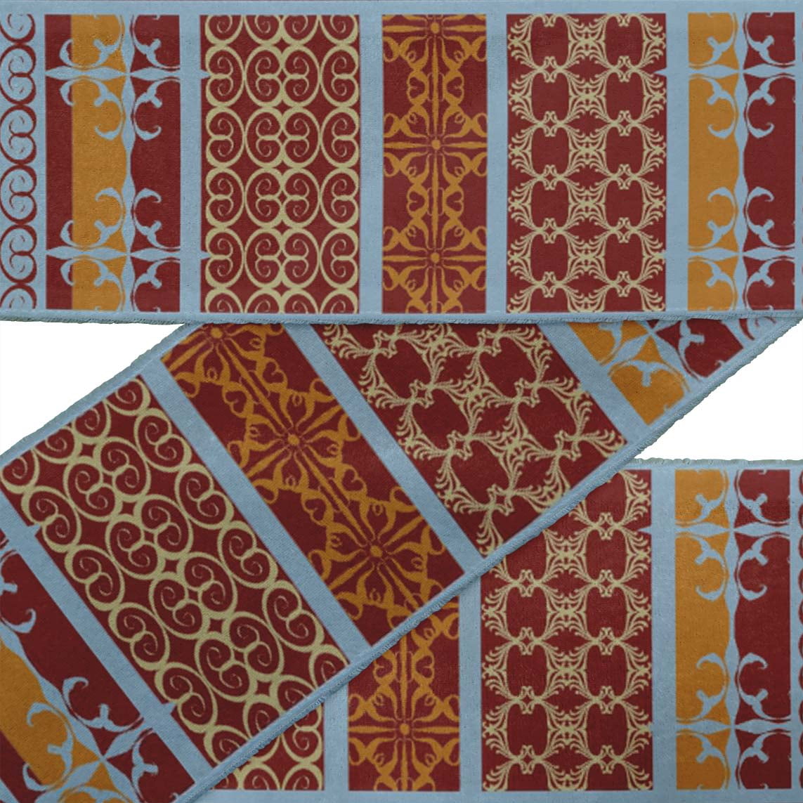 IBA Indianbeautifulart Red Stripe & Filigree Damask Ribbon&nbsp;Trim&nbsp;Tape Fabric Laces For Crafts Printed Dupion&nbsp;Trim&nbsp;By 9 Yard Sewing Accessories 4 Inches