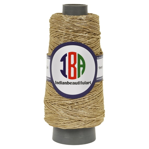 IBA Indianbeautifulart SilkMetallicYarn Embroidery Glitter Dori/ Zari Shining Thread For Needlework Hand Embroidery 1mm Thread For DIY Crafts Pack Of 1(Gold)
