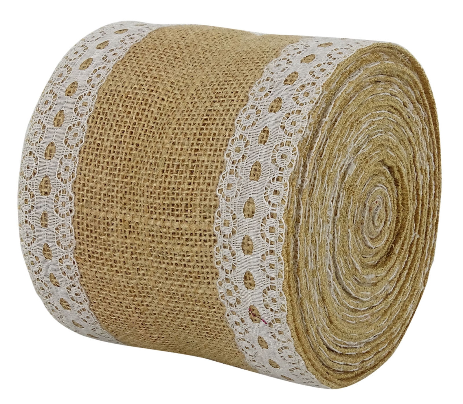 IBA Indianbeautifulart Solid Color Burlap Lace Wired Jute Trim Home Decor Gift Wrap For Crafting 10 Yards Ribbon-4 Inches