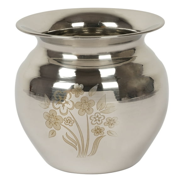 IBA Indianbeautifulart Stainless Steel Vessel Kalash PotTraditional Auspicious Gift For Hindu Pooja RitualsHandmadeIndian Traditional Lota For Puja