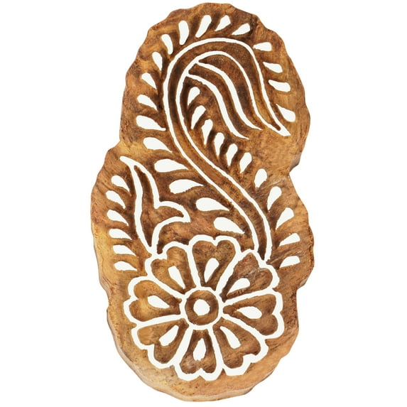 IBA Indianbeautifulart Textile Printing Block Asian Floral Hand Carved Wooden Stamp Wood Block Printing Textile Stamp For Fabric / Pottery Blocks- 3.5 Inches