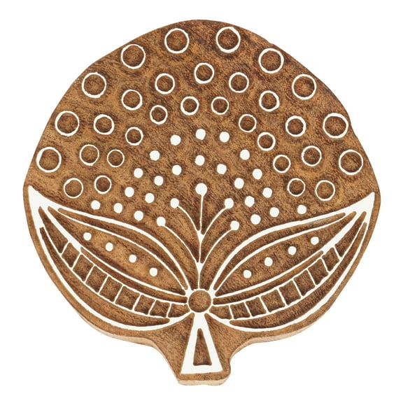 IBA Indianbeautifulart Textile Printing Block Asian Floral Leaf Motif Hand Carved Wooden Stamp Wood Block Printing Textile Stamps For Fabric/ Pottery Blocks- 3 Inch