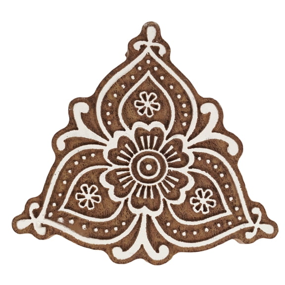 IBA Indianbeautifulart Textile Printing Block Asian Floral Motif Hand Carved Wooden Stamp Wood Block Printing Textile Stamps For Fabric/ Pottery Blocks,4 Inch
