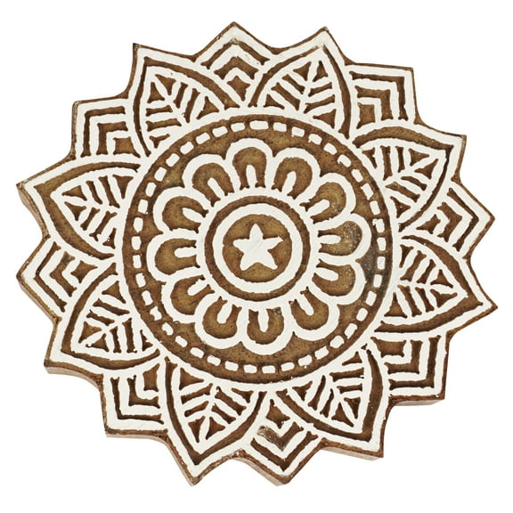 IBA Indianbeautifulart Textile Printing Block Asian Mandala Hand Carved Wooden Stamp Wood Block Printing Textile Stamps For Fabric/ Pottery Blocks,3 Inch