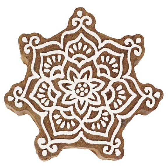IBA Indianbeautifulart Textile Printing Block Asian Mandala Hand Carved Wooden Stamp Wood Block Printing Textile Stamps For Fabric/ Pottery Blocks,6 Inch