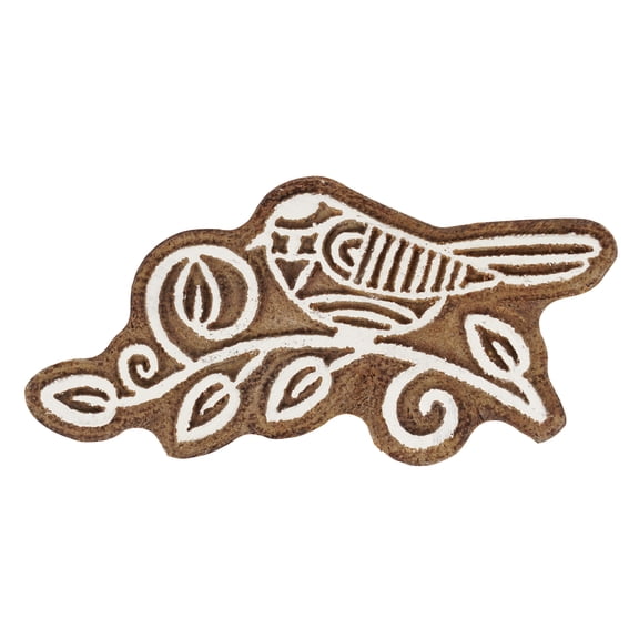 IBA Indianbeautifulart Textile Printing Block Bird & Leaf Hand Carved Wooden Stamp Wood Block Printing Textile Stamps For Fabric/ Pottery Blocks-4.5