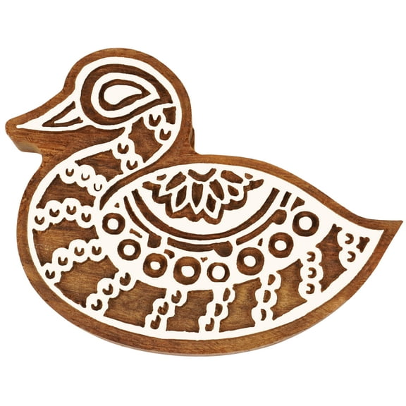 IBA Indianbeautifulart Textile Printing Block Duck Hand Carved Wooden Stamp Wood Block Printing Textile Stamps For Fabric/ Pottery Blocks- 3 Inch
