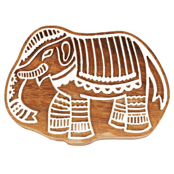 IBA Indianbeautifulart Textile Printing Block Elephant Hand Carved Wooden Stamp Wood Block Printing Textile Stamps For Fabric/ Pottery Blocks- 5 Inch