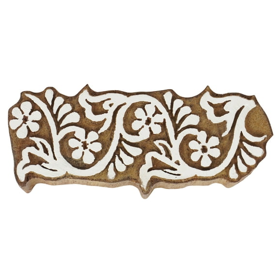 IBA Indianbeautifulart Textile Printing Block Floral Border Hand Carved Wooden Stamp Wood Block Printing Textile Stamps For Fabric/ Pottery Blocks-3 Inch