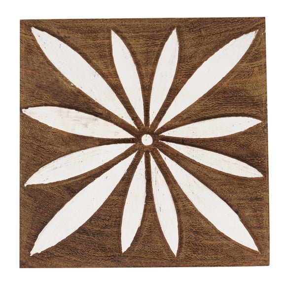 IBA Indianbeautifulart Textile Printing Block Flower Hand Carved Wooden Stamp Wood Block Printing Textile Stamps For Fabric/ Pottery Blocks,4 Inch