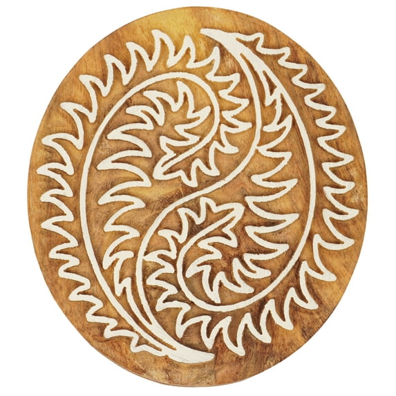 IBA Indianbeautifulart Textile Printing Block Leaf Motif Hand Carved Wooden Stamp Wood Block Printing Textile Stamps For Fabric/ Pottery Blocks-5 Inch