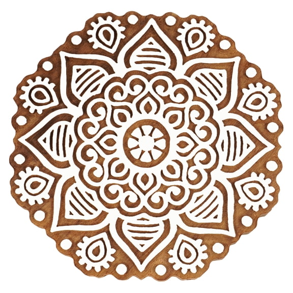 IBA Indianbeautifulart Textile Printing Block Mandala Hand Carved Wooden Stamp Wood Block Printing Textile Stamp For Fabric/ Pottery Blocks- 5 Inches