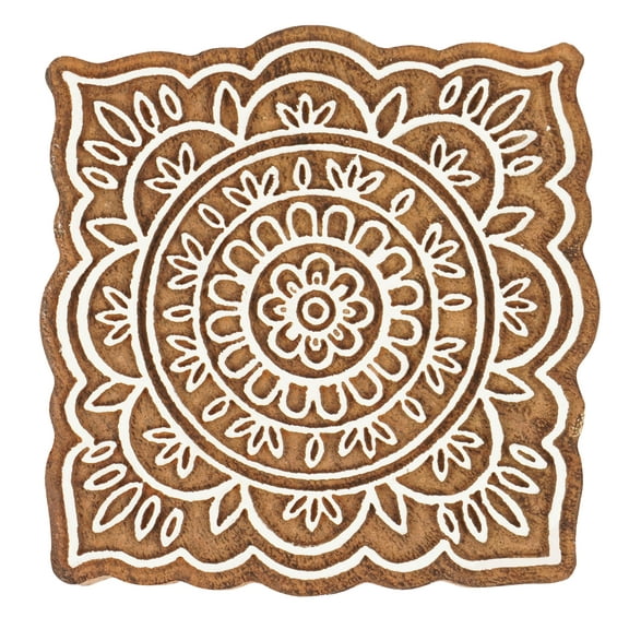 IBA Indianbeautifulart Textile Printing Block Mandala Hand Carved Wooden Stamp Wood Block Printing Textile Stamp For Fabric /Pottery Blocks- 6 Inches