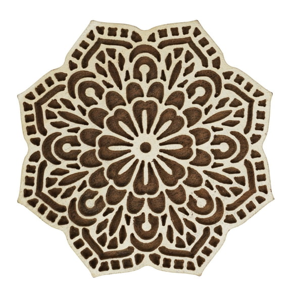 IBA Indianbeautifulart Textile Printing Block Mandala Hand Carved Wooden Stamp Wood Block Printing Textile Stamps For Fabric/ Pottery Blocks,3 Inch
