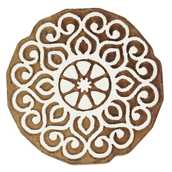 IBA Indianbeautifulart Textile Printing Block Mandala Hand Carved Wooden Stamp Wood Block Printing Textile Stamps For Fabric/ Pottery Blocks-3 Inch
