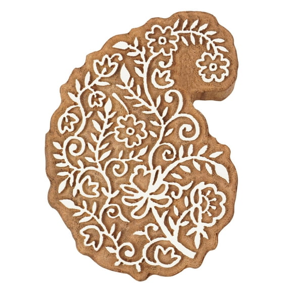 IBA Indianbeautifulart Textile Printing Block Paisley Motif Hand Carved Wooden Stamp Wood Block Printing Textile Stamps For Fabric/ Pottery Blocks-3 Inch