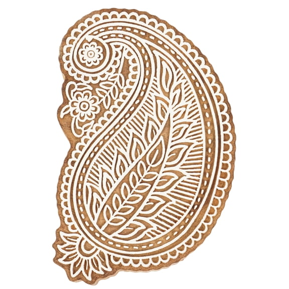 IBA Indianbeautifulart Textile Printing Block Paisleys Hand Carved Wood Stamp Wood Block Printing Textile Stamp For Fabric / Pottery Blocks- 6 Inches