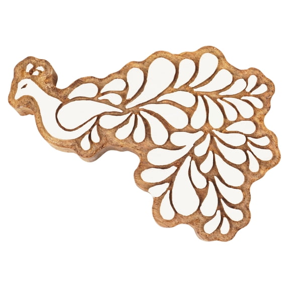 IBA Indianbeautifulart Textile Printing Block Peacock Hand Carved Wooden Stamp Wood Block Printing Textile Stamps For Fabric/ Pottery Blocks- 3 Inch