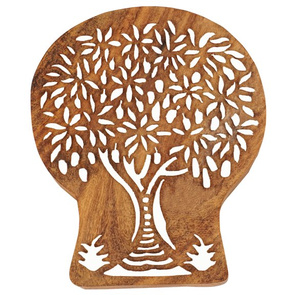 IBA Indianbeautifulart Textile Printing Block Tree Hand Carved Wooden Stamp Wood Block Printing Textile Stamp For Fabric /Pottery Blocks- 4 Inches