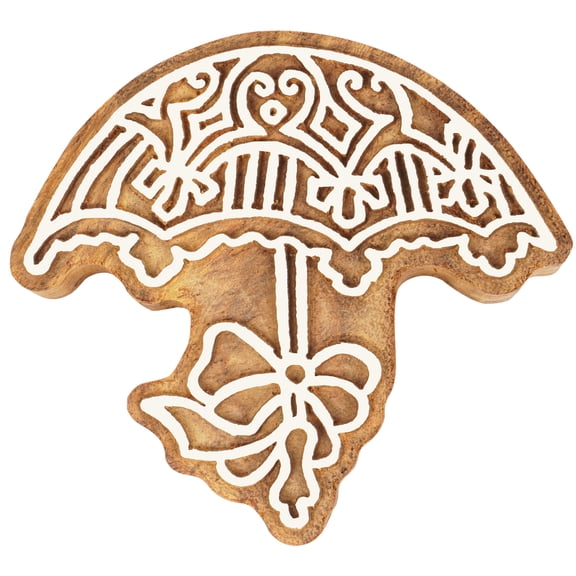 IBA Indianbeautifulart Textile Printing Block Umbrella Hand Carved Wooden Stamp Wood Block Printing Textile Stamp For Fabric / Pottery Blocks- 2.5 Inches
