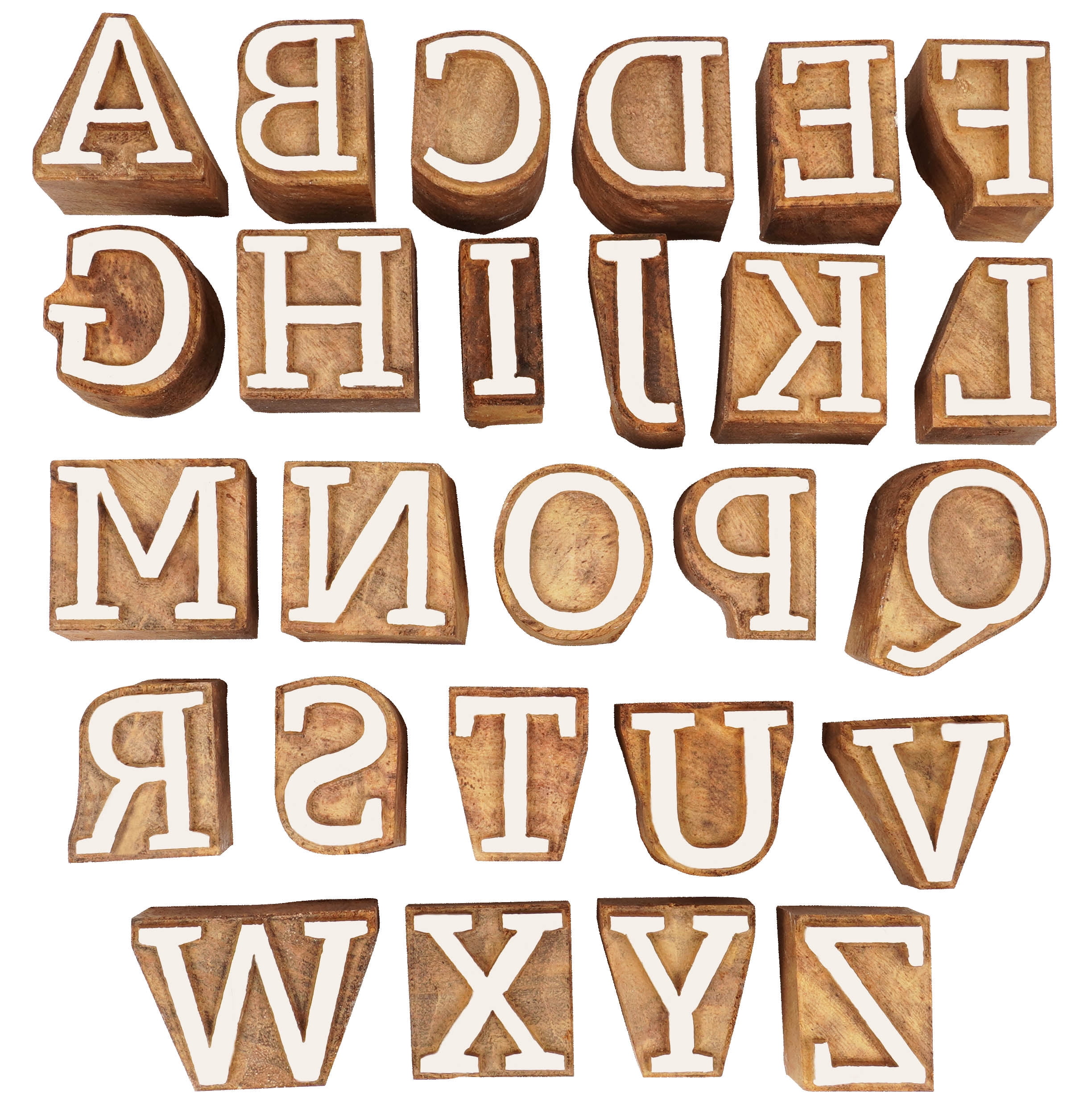 IBA Indianbeautifulart Textile Printing Block Uppercase A-Z Alphabet ...