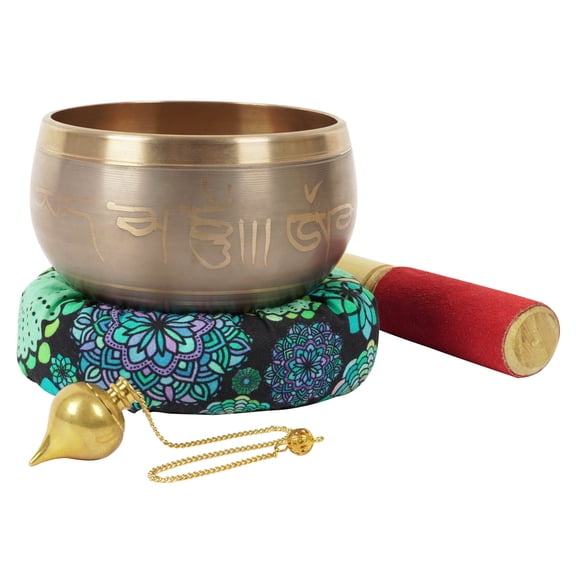 IBA Indianbeautifulart Tibetan Singing Bowl Musical Instrument For Meditation W/ Stick & Cushion Handcrafted In Nepal Bowl For Relaxation, Yoga & Spiritual Healing