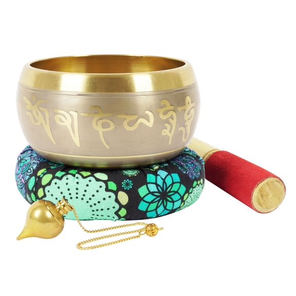 IBA Indianbeautifulart Tibetan Singing Bowl Musical Instrument For Meditation W/ Stick & Cushion Handcrafted In Nepal Bowl For Relaxation, Yoga & Spiritual Healing